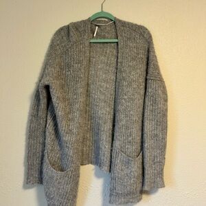 Free People Alpaca Knit Soft Open-Front Gray Women's Sweater Cardigan